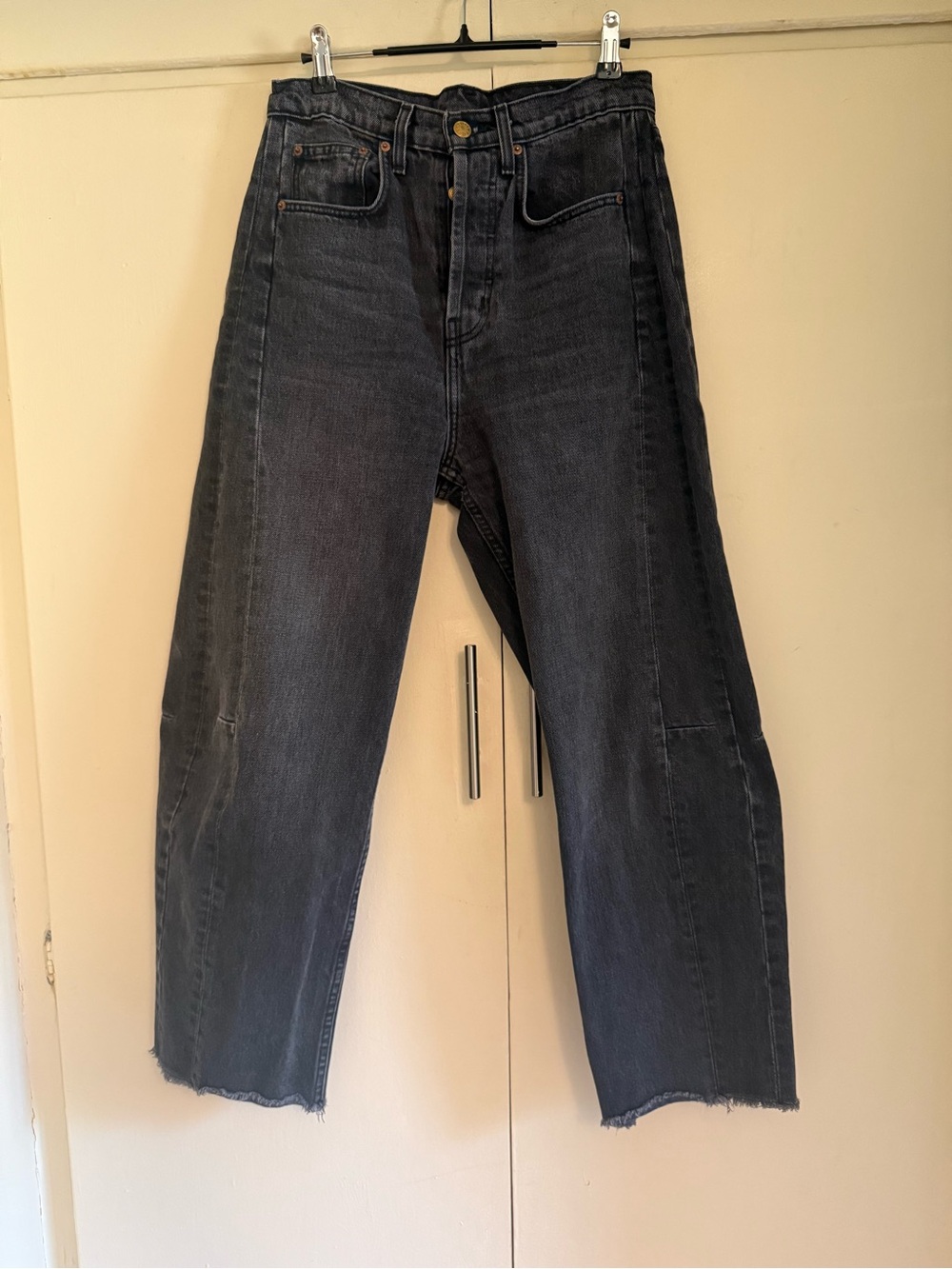 B SIDES Black Washed Cropped Straight Jeans